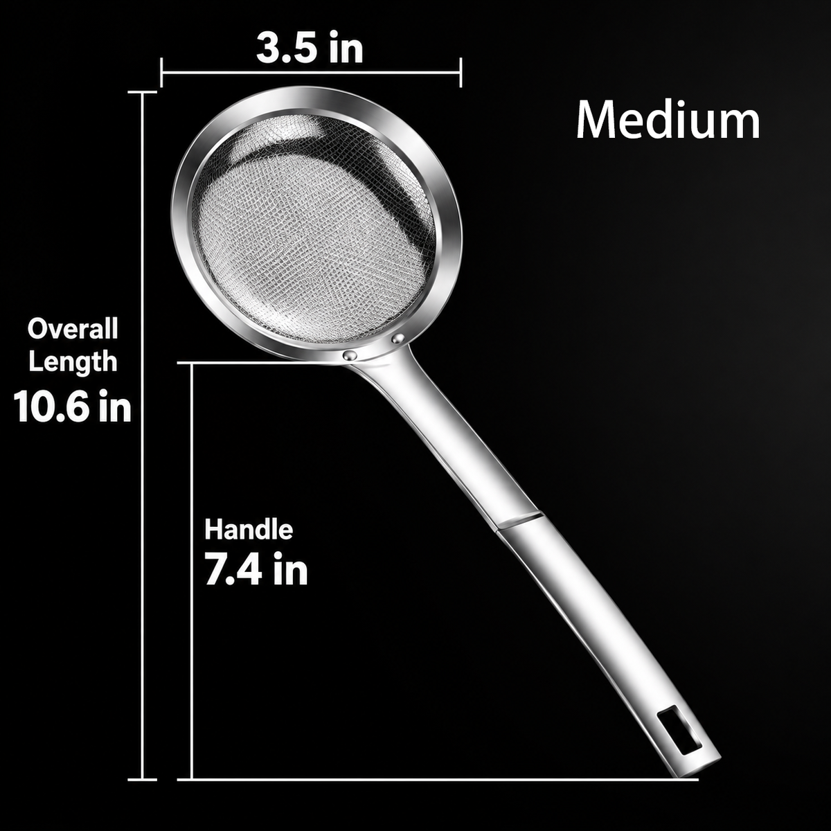 🛡️304 Stainless Steel Fine Mesh Skimmer with Handle – Suitable for Kitchen Cooking