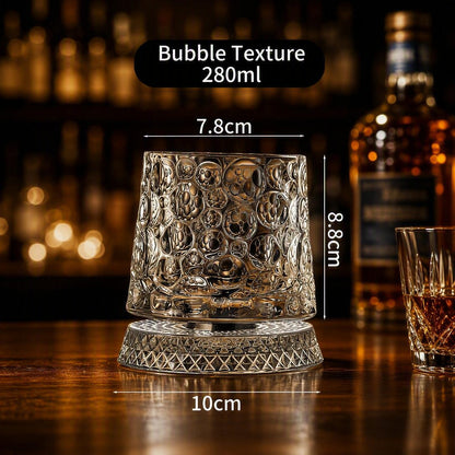 Diamond-Patterned Whisky Glass - Crystal Glass Rotating Cup