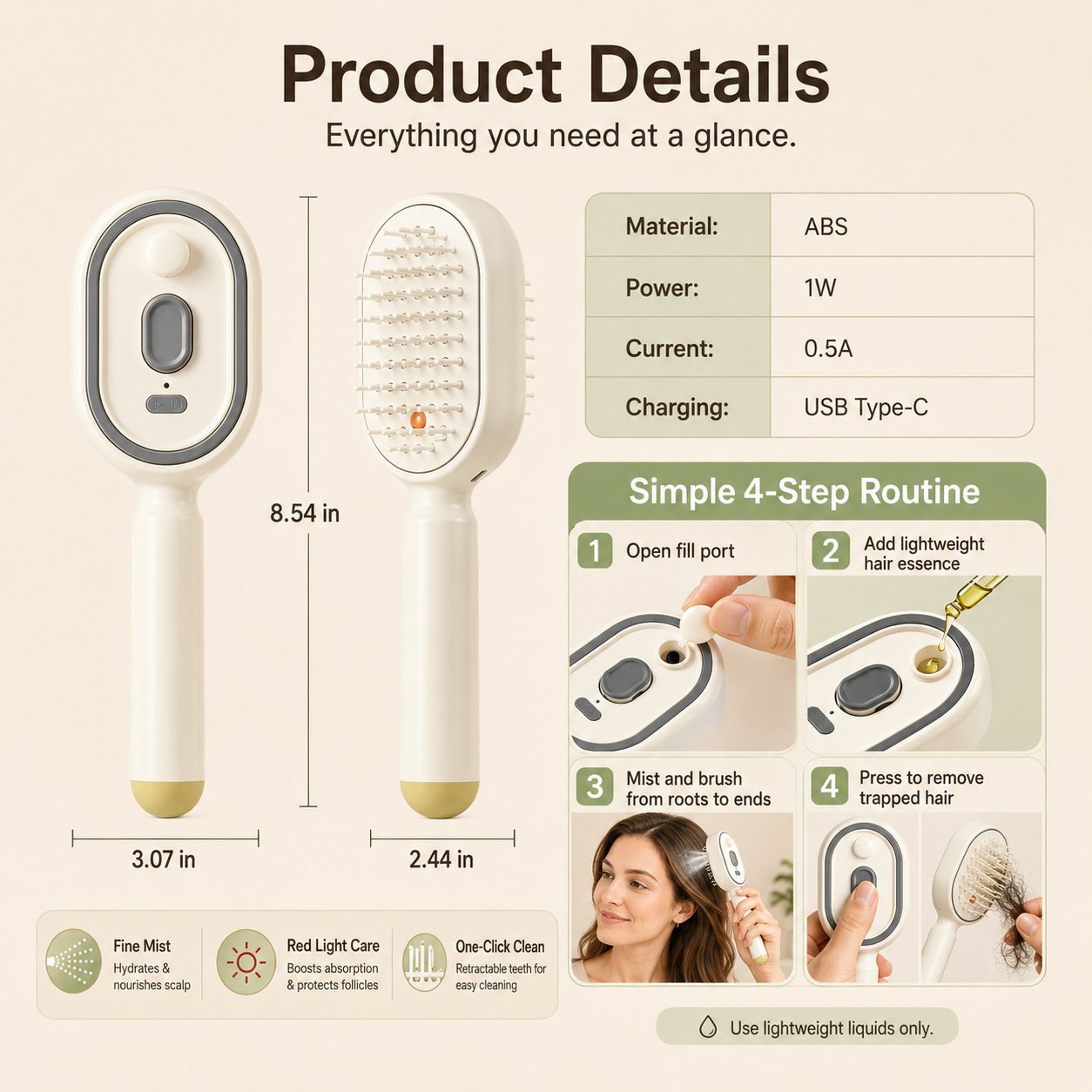 Electric Spray Retractable Airbag Comb