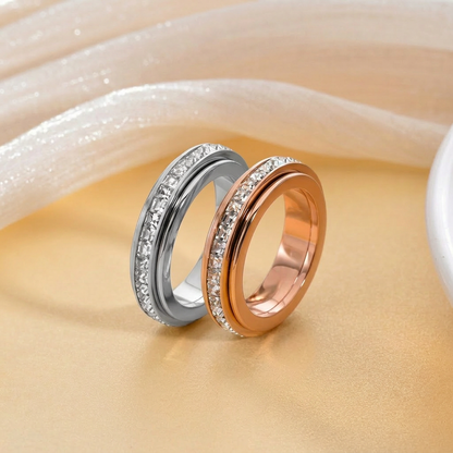 ✨Simple single-row diamond rotating ring