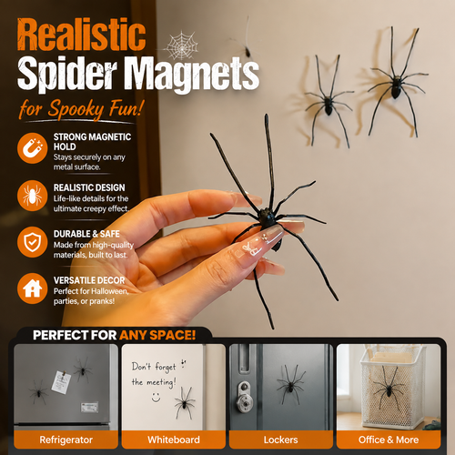 Halloween Prank Fake Spider Magnetic Fridge Sticker（5PCS）