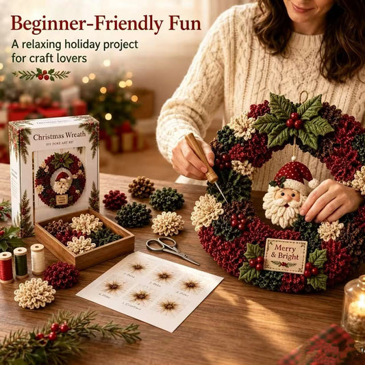3D Fabric Stamped Wreath DIY Set, Adult Christmas Wreath Craft Set