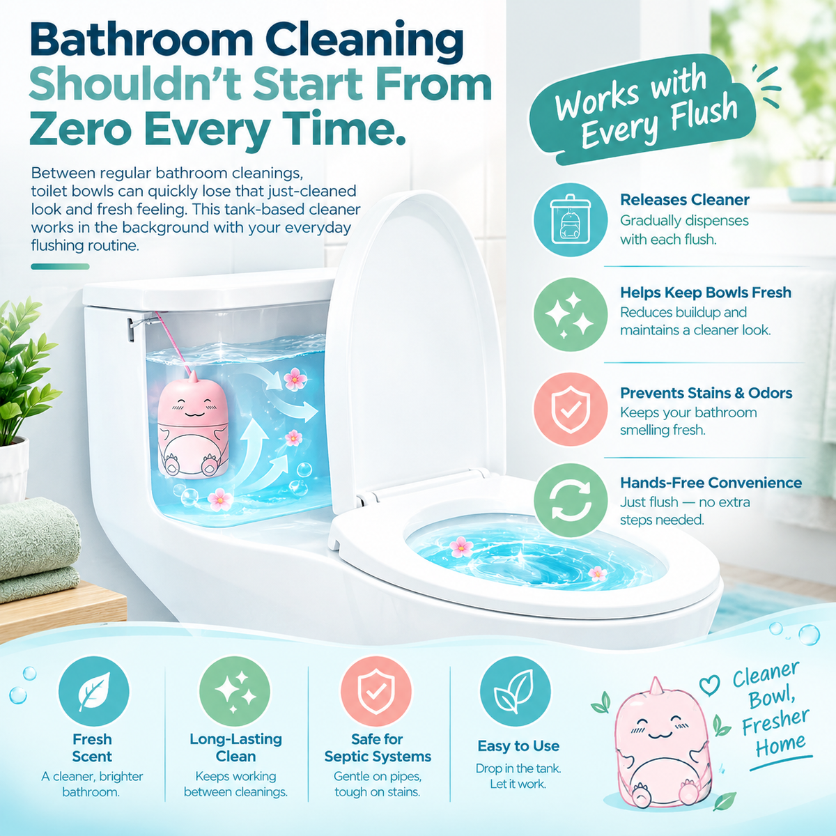 Cute Dinosaur-Shaped Toilet Bowl Cleaner Bottle
