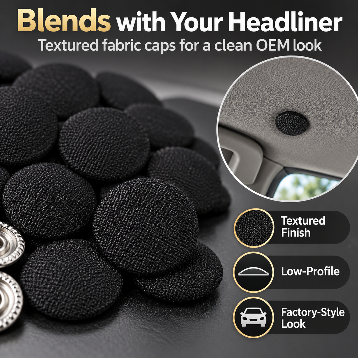 🚗🛡️50 Pack Car Roof Headliner Repair Buttons- Fabric Covered Retainer Screws