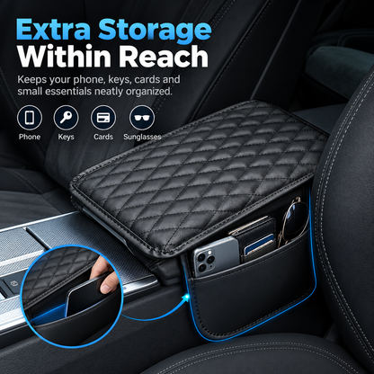 🚗Multi-functional car armrest box mat (with built-in storage bag)