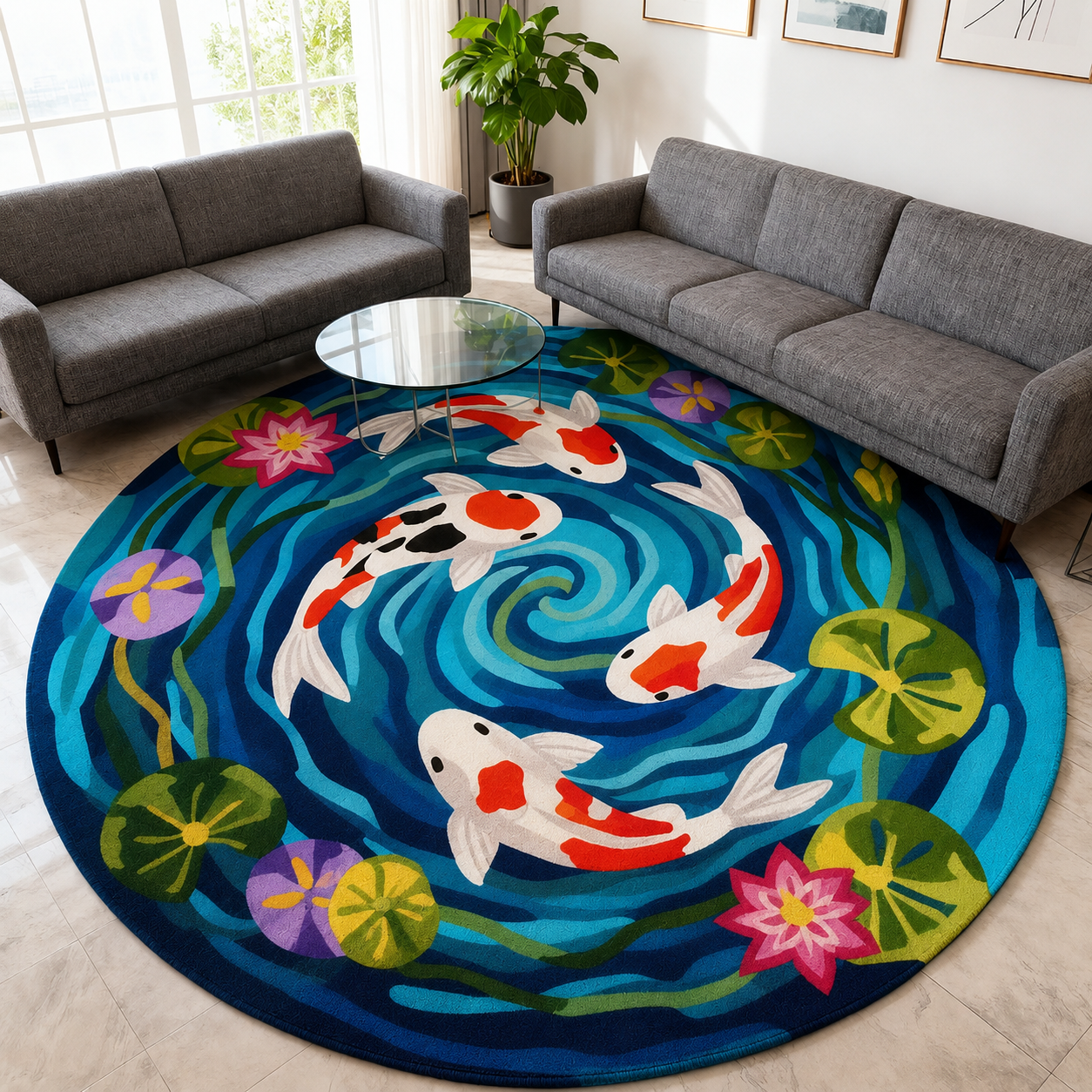 Swirl Lotus Koi Circular