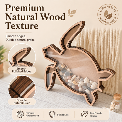 🐢Transparent wooden turtle shell-shaped display box - perfect for storing stones, jewelry, teeth and small items