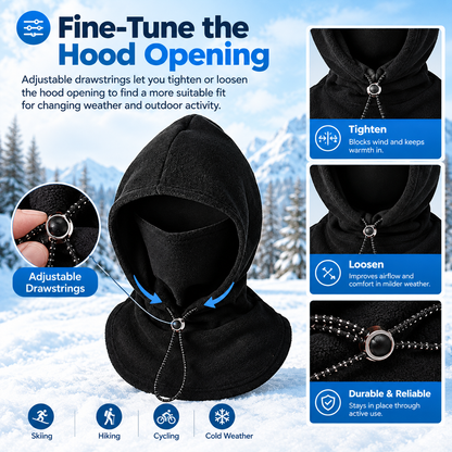 One‑Piece Winter Full Head Face Neck Cover With Drawstring Adjustable