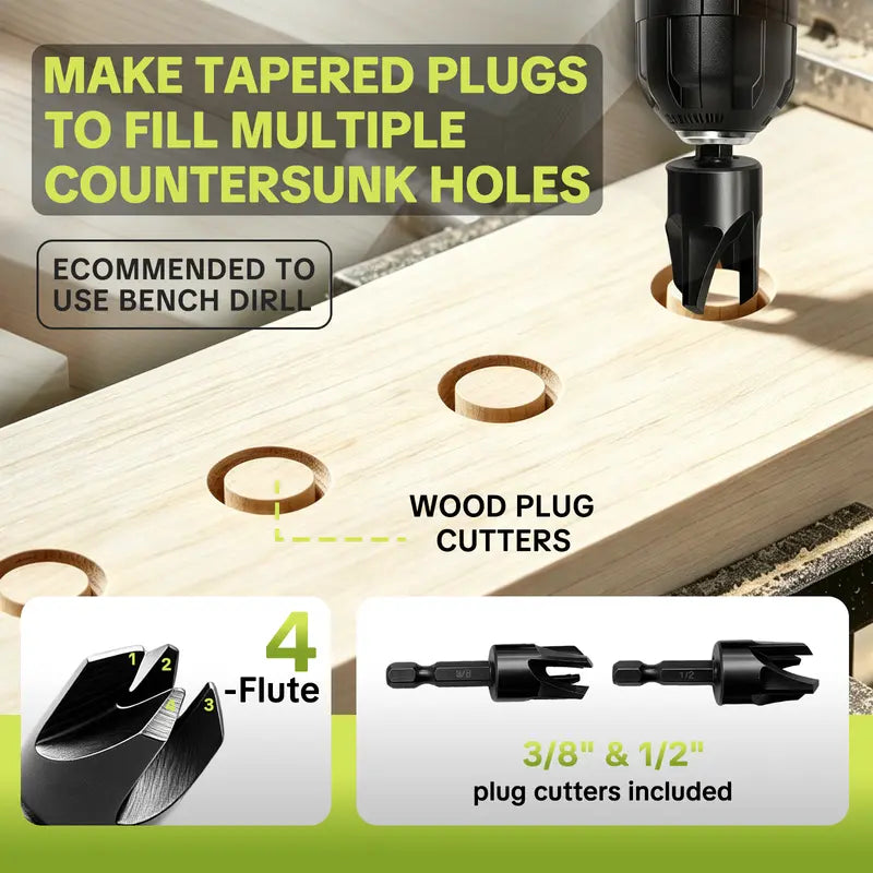 🔩15-Piece Drill Bit Set – 1/4-Inch Hex Shank Countersink and Chamfering Tool
