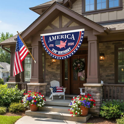 🔥Hot Sale 49% off🌟🦅 America 250th Birthday Semicircular Independence Day Porch Decor Flag