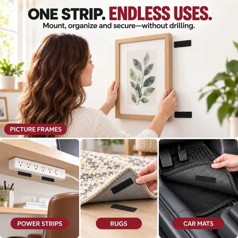 🏠48 Pairs Strong Velcro – suitable for hanging photos, securing carpets, and wall mounting