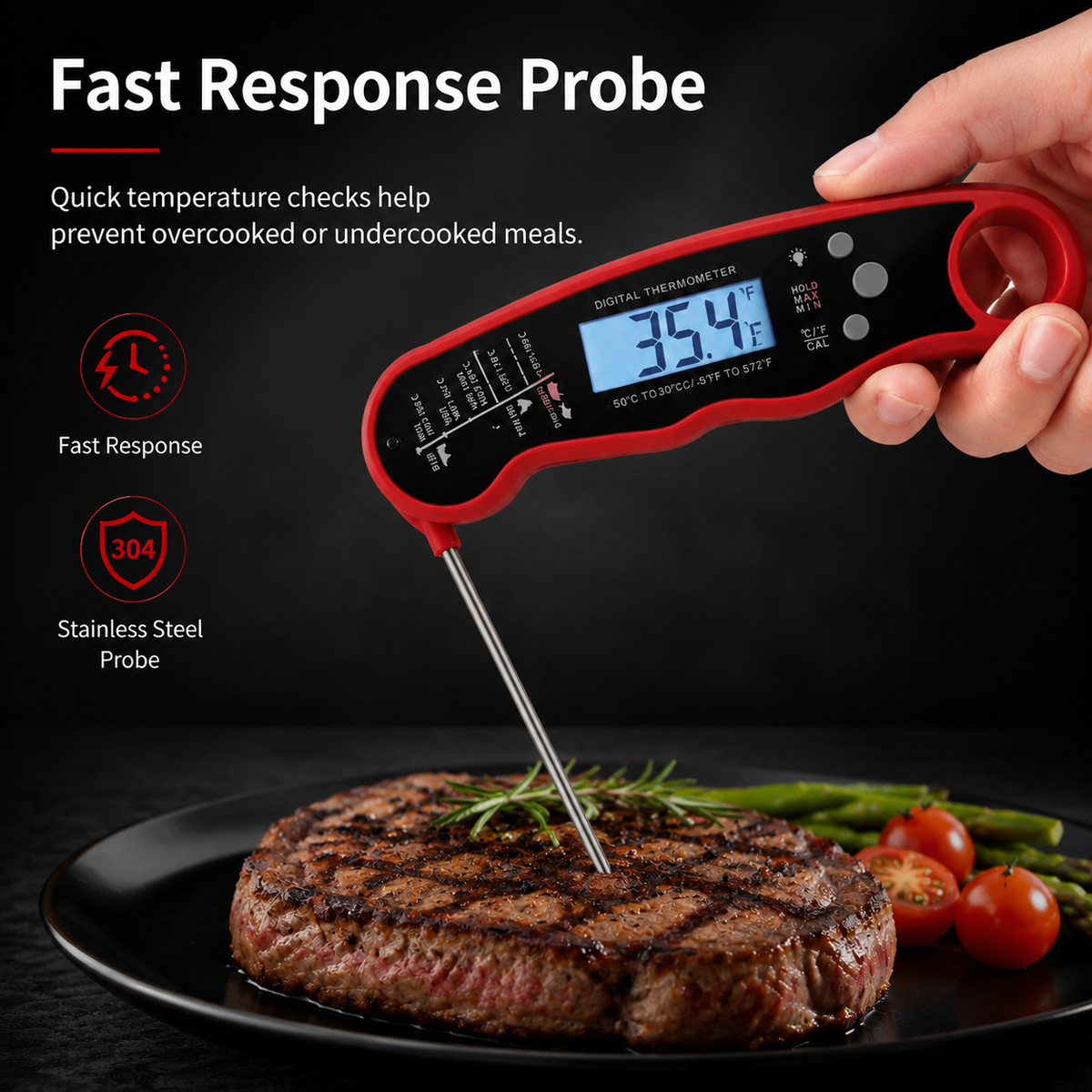 Foldable Multi-functional Thermometer With Arc-shaped Scale