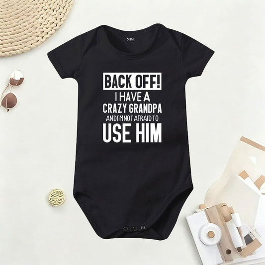 🔥Hot Sale 49% off🌟👶 "Back Off! I Have a Crazy Grandpa" Cute Cotton Baby Bodysuit(💥Buy 3 Get 1 Free 🛒Free Shipping)