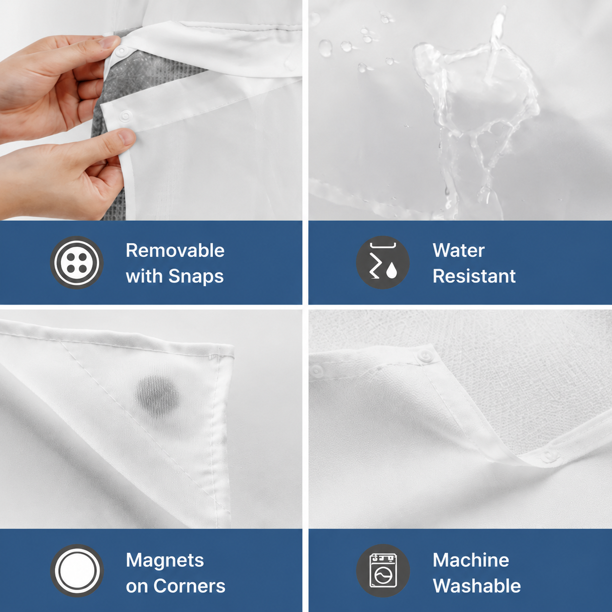 ✨Hookless Washable Waffle Weave Shower Curtain