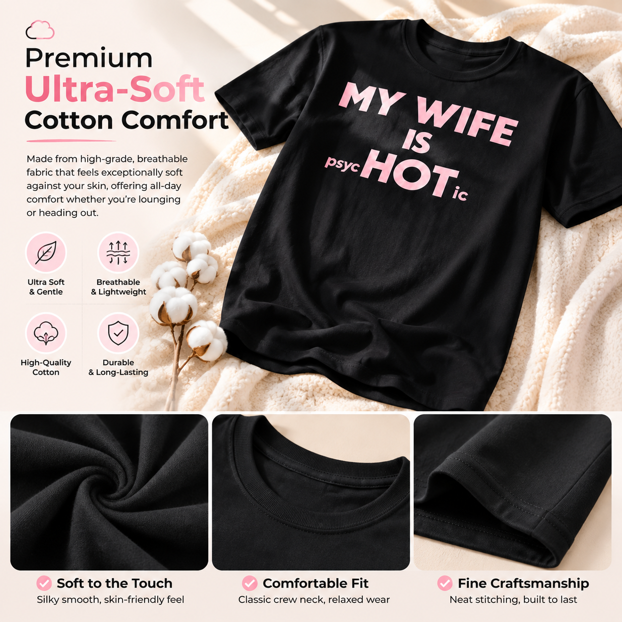😎"My wife is mentally ill" humorous satirical T-shirt