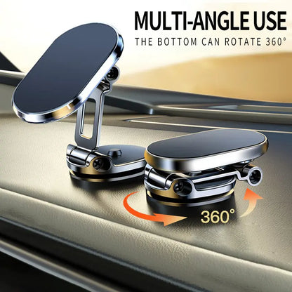 📱 Foldable Magnetic Car Phone Holder – 360° Rotating Metal Mount