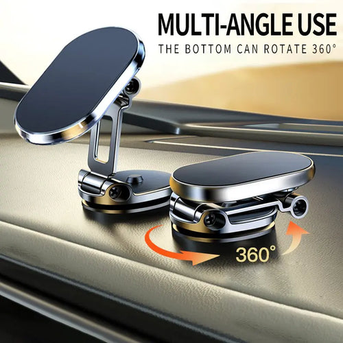 📱 Foldable Magnetic Car Phone Holder – 360° Rotating Metal Mount