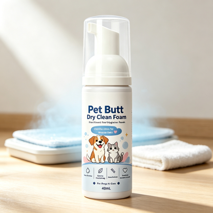 No-Rinse Pet Butt Dry Clean Foam for Dogs & Cats
