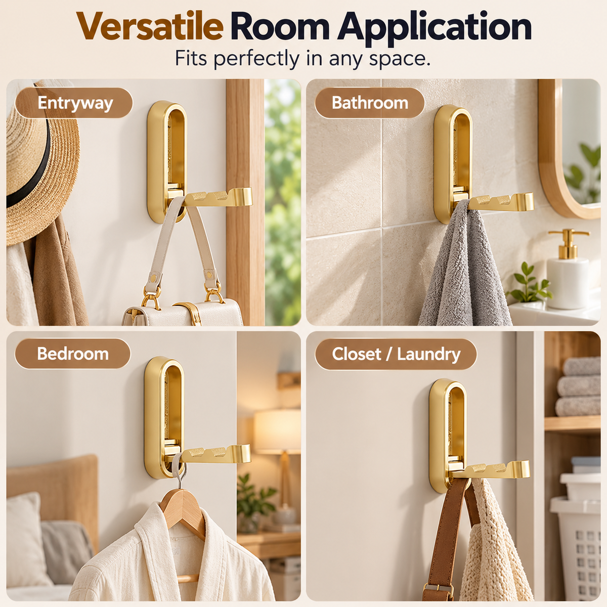 🚪 2-pack concealed folding coat hooks - suitable for offices, kitchens, bedrooms, and bathrooms
