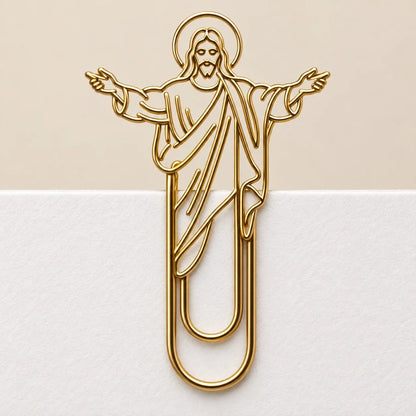 ✝Faith-Inspired Gold Paper Clips — Meaningful Christian Bookmarks 5 Pcs
