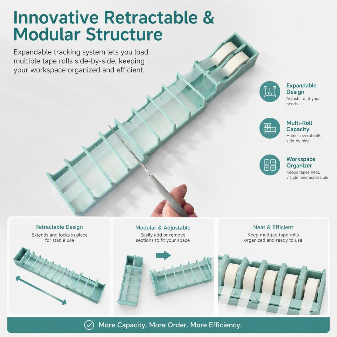 📏Retractable Multi-Roll Tape Dispenser