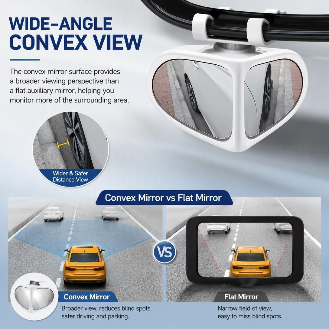 360° HD Car Rearview Mirror With Blind Spot Assist And Adjustable Small Round Mirror