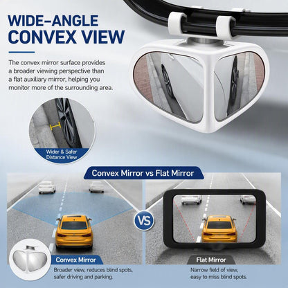 360° HD Car Rearview Mirror With Blind Spot Assist And Adjustable Small Round Mirror