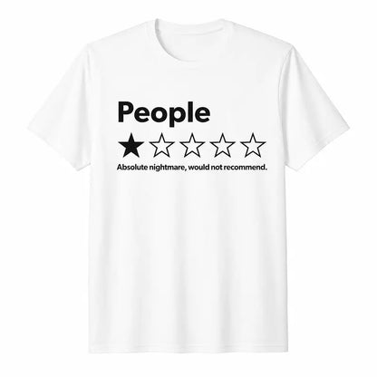 Unisex Short-Sleeved T-Shirt With A Funny One-Star Review Printed On It.
