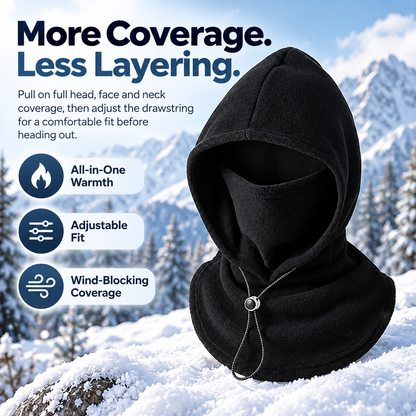One‑Piece Winter Full Head Face Neck Cover With Drawstring Adjustable