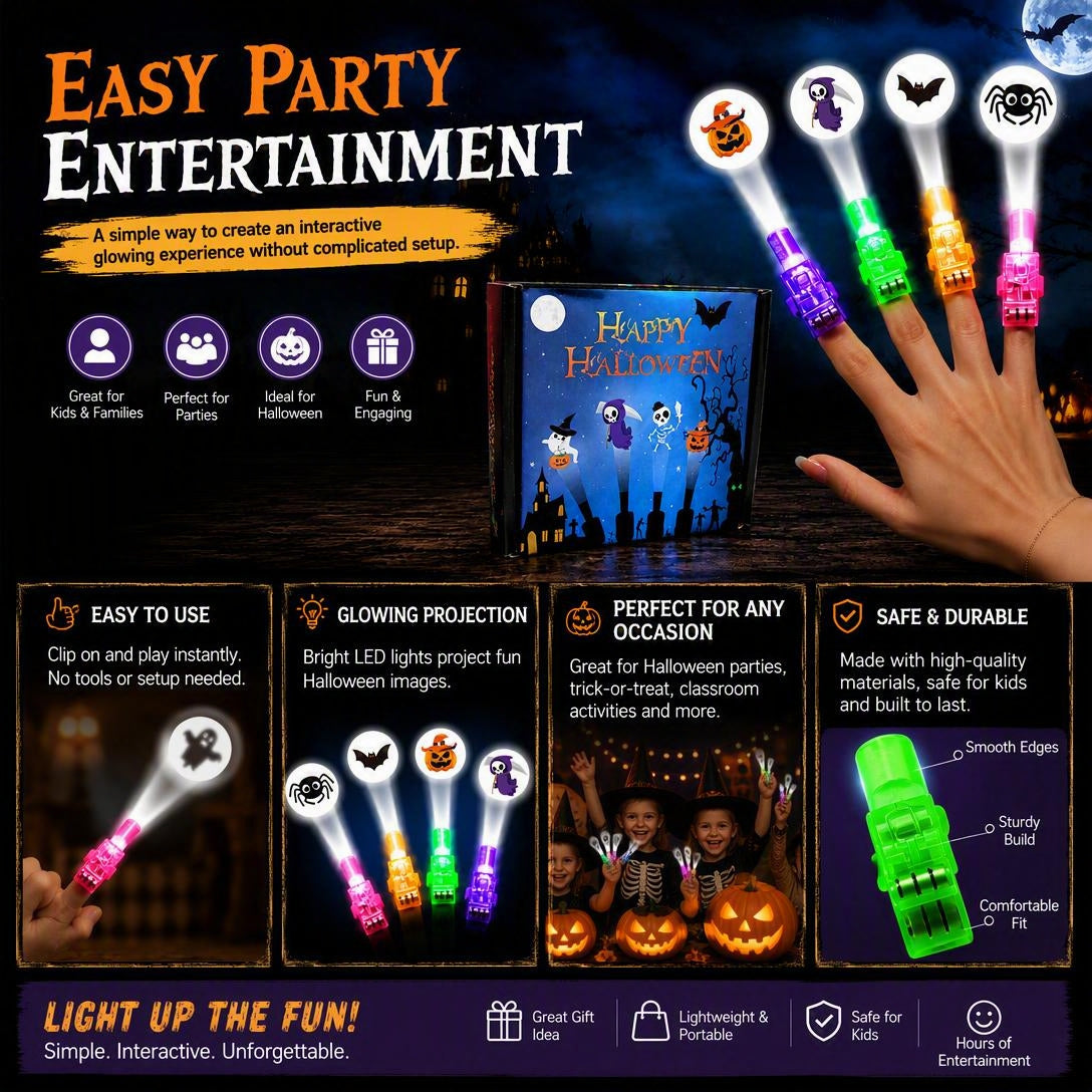36PCS Halloween And Christmas LED Projection Finger Lights
