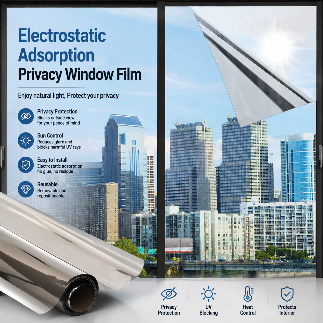 🕶️Electrostatic Adsorption Privacy Window Film