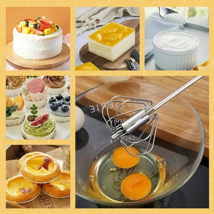 ⚙️Stainless steel semi-automatic rotary whisks - suitable for whipping coffee and eggs