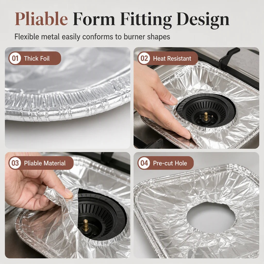 🍳🥗 10-Pack Thickened Aluminum Foil Gas Stove Anti-Stain Pads – Keep Your Stovetop Clean