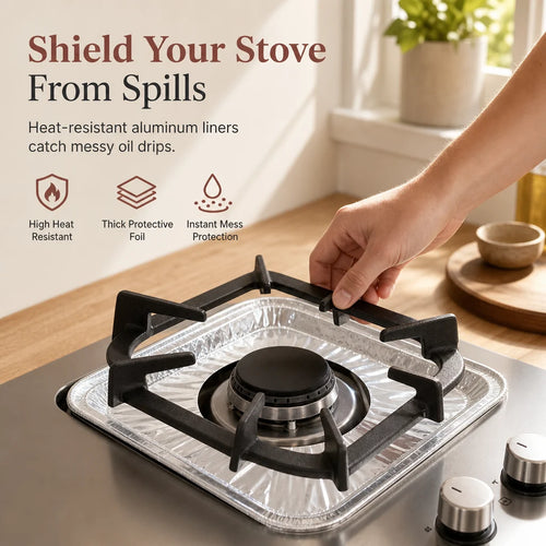 🍳🥗 10-Pack Thickened Aluminum Foil Gas Stove Anti-Stain Pads – Keep Your Stovetop Clean