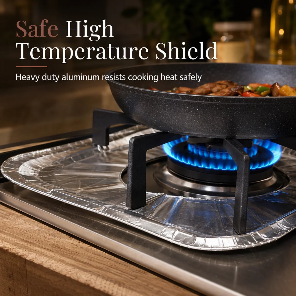🍳🥗 10-Pack Thickened Aluminum Foil Gas Stove Anti-Stain Pads – Keep Your Stovetop Clean