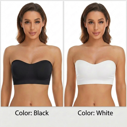 👗Strapless, non-slip, seamless silicone push-up bandeau with invisible straps