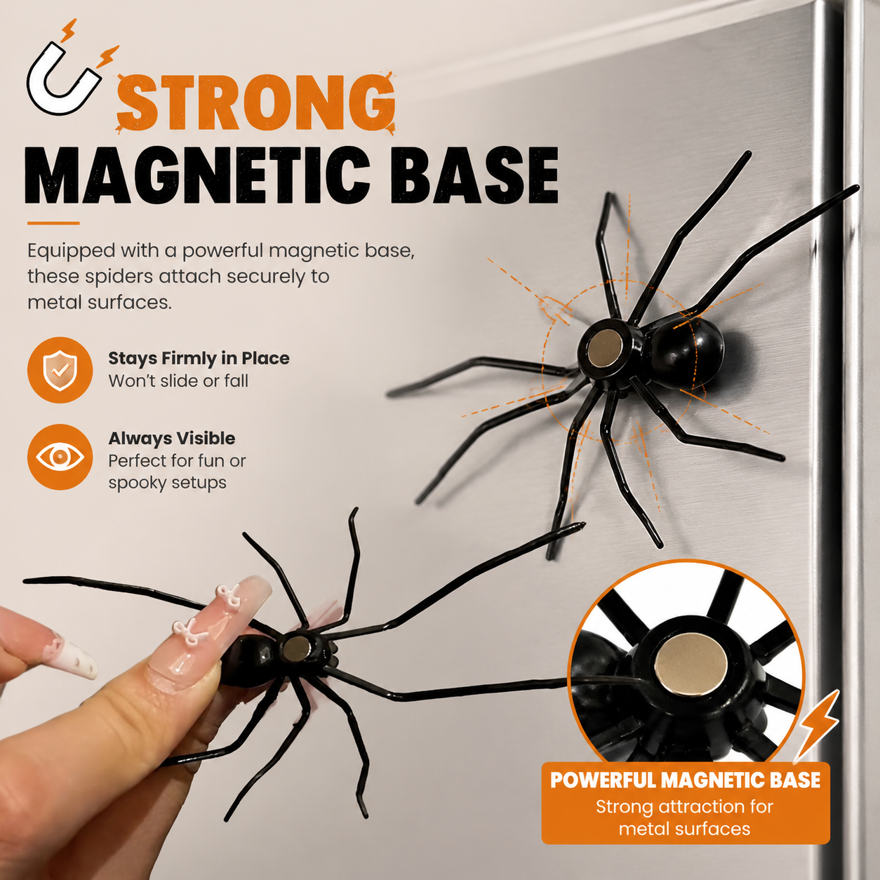 Halloween Prank Fake Spider Magnetic Fridge Sticker（5PCS）