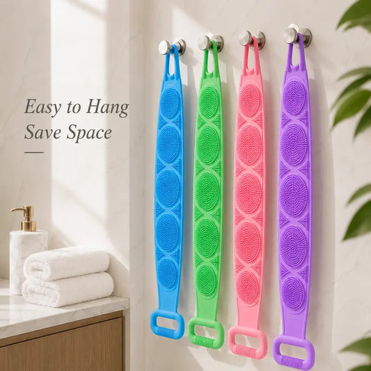 Long double-sided silicone bath scrubber