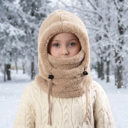3-in-1 Kids' Winter Hood – Soft Fleece Hat, Face Cover & Neck Warmer❄️🧣