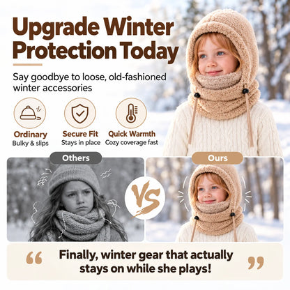 3-in-1 Kids' Winter Hood – Soft Fleece Hat, Face Cover & Neck Warmer❄️🧣