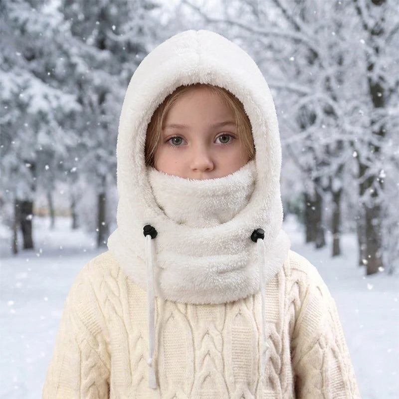 3-in-1 Kids' Winter Hood – Soft Fleece Hat, Face Cover & Neck Warmer❄️🧣