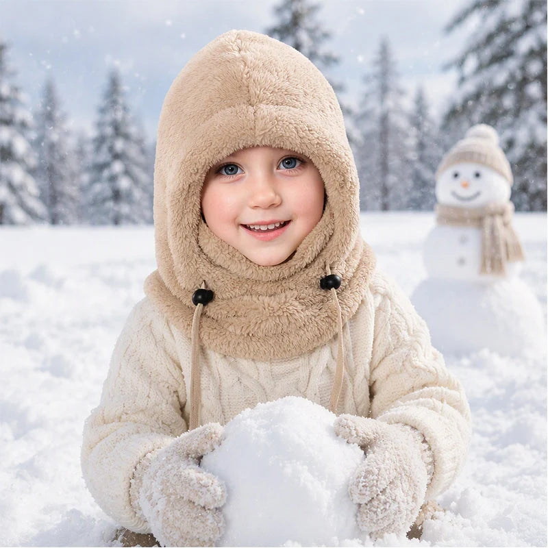 3-in-1 Kids' Winter Hood – Soft Fleece Hat, Face Cover & Neck Warmer❄️🧣