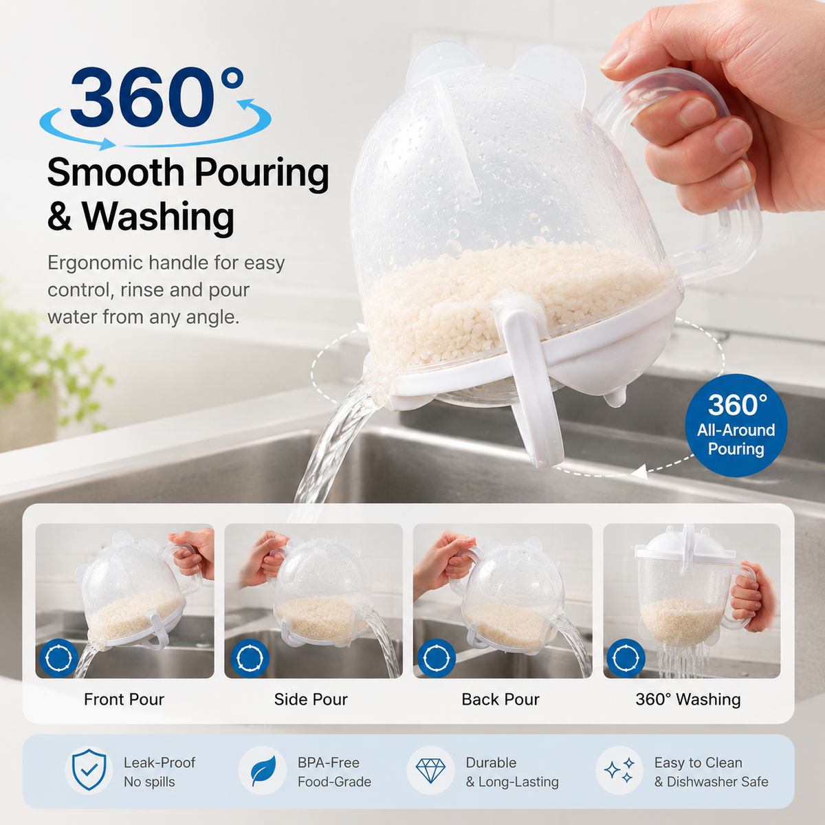 ✋Automatic Hands-Free Rice Washing Tool