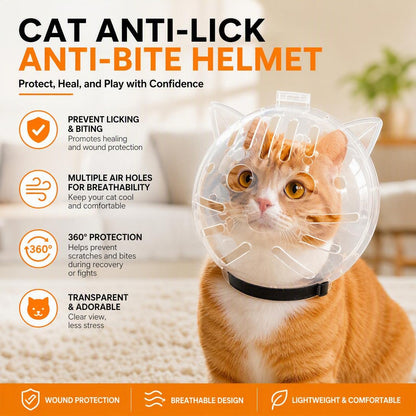 Translucent Cat Muzzle Bite Guard - Breathable Cap