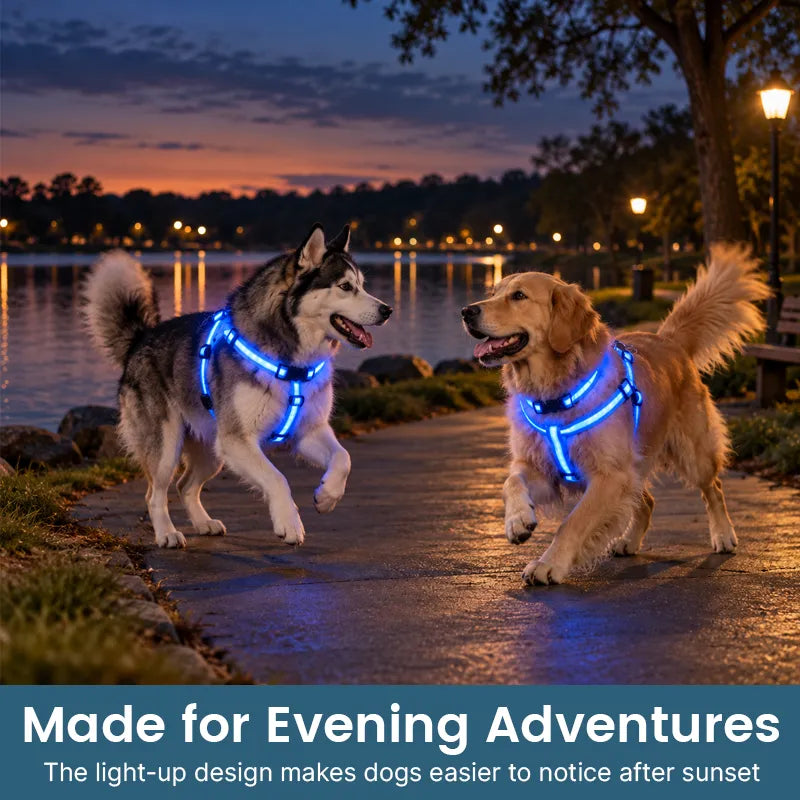 LED Light-Up Dog Harness and Leash Set