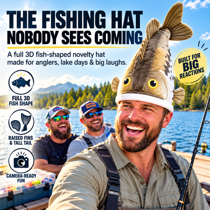 🔥Last day 49% OFF🐟 Funny 3D Fish Hat — Funny Fishing Gift for Anglers, Lake Days & Parties