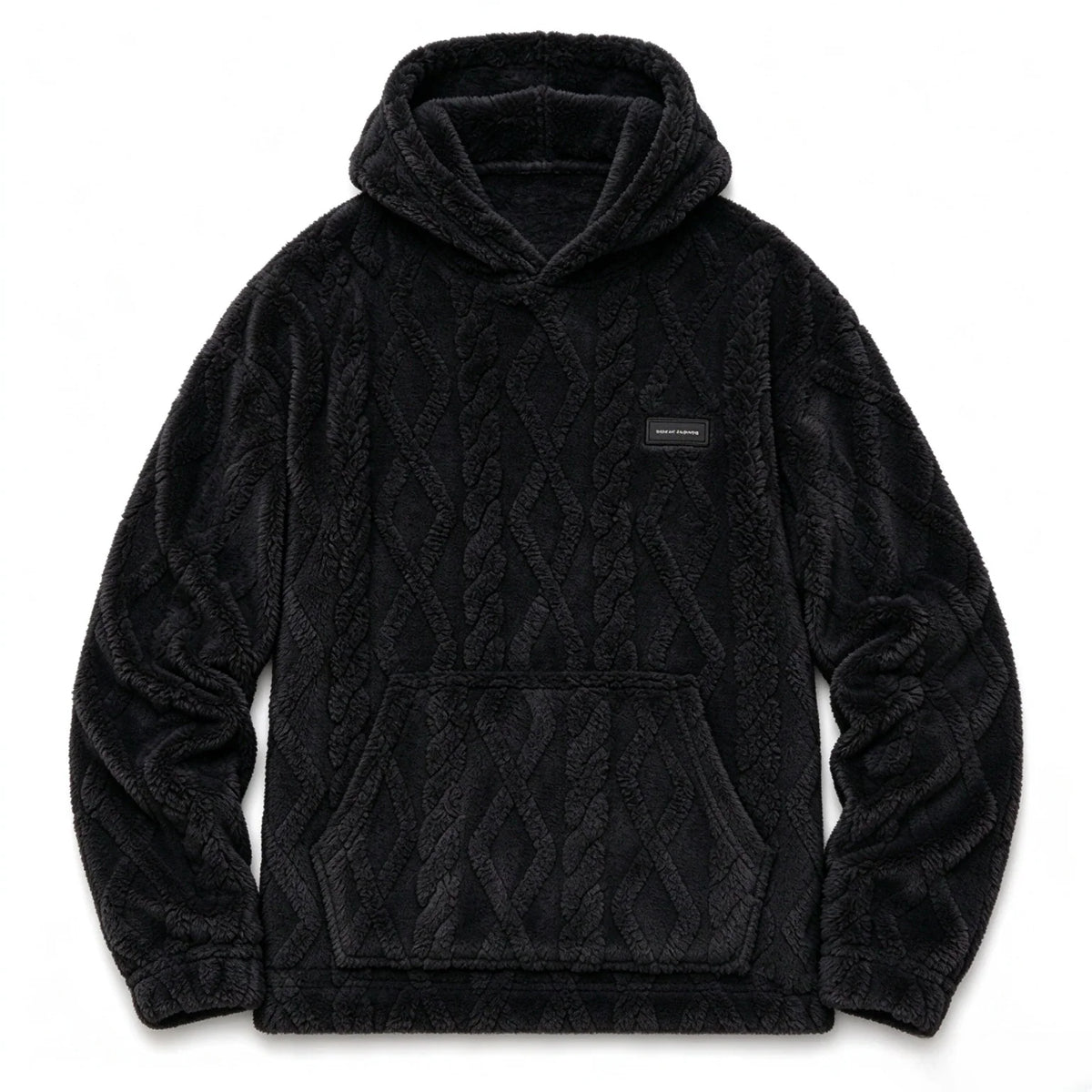 ✨Men's Warm Hooded Sweatshirt – Cable Knit Texture Pullover with Large Pocket, Loose Fit for Winter