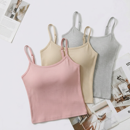 👗Women's Solid Ribbed Crop Cami Top - Fitted Casual Sleeveless