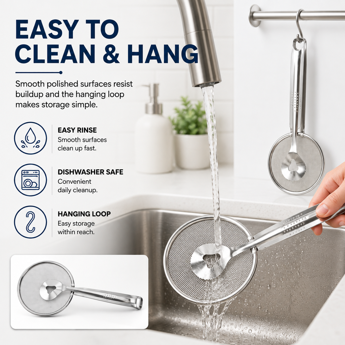🍳2-in-1 Stainless steel frying filter clip