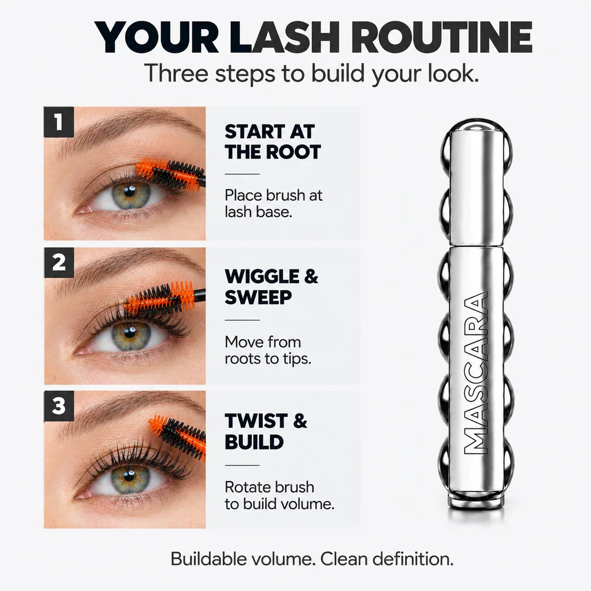 ✨ Dual-Material Mascara – Volumizing, Lengthening & Lash-Defining Formula